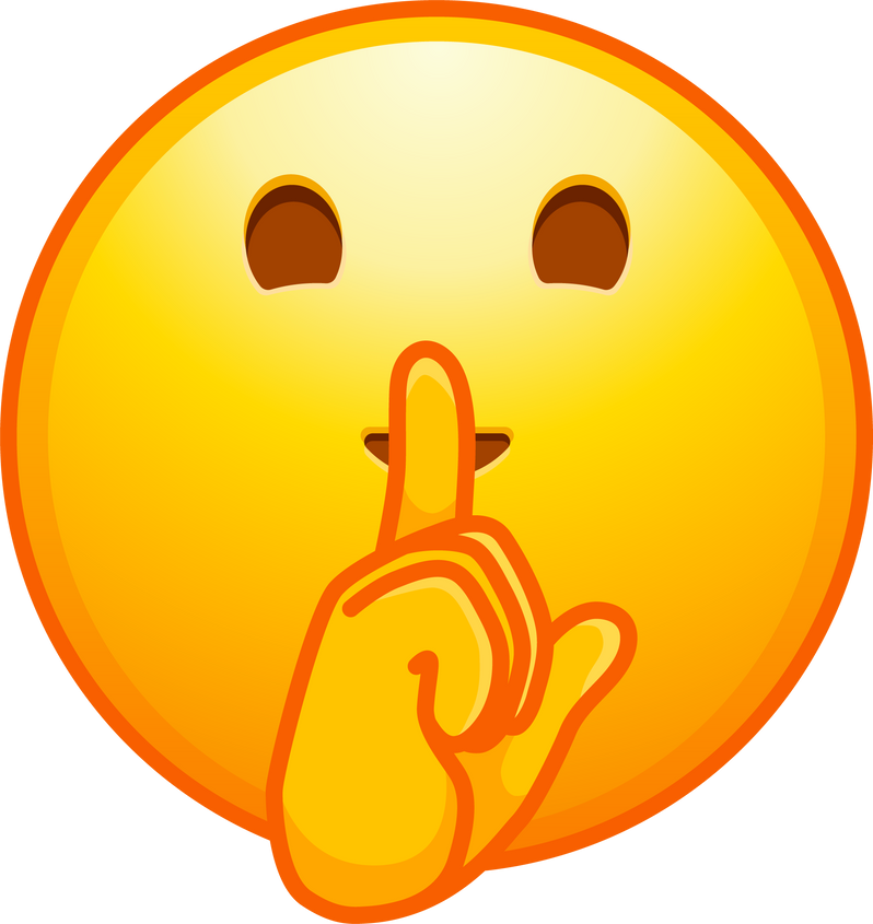 Top quality emoticon. Quiet emoji shh gesture, shush silent smiley cartoon shushing face, finger shut mouth. Yellow face emoji. Popular element.